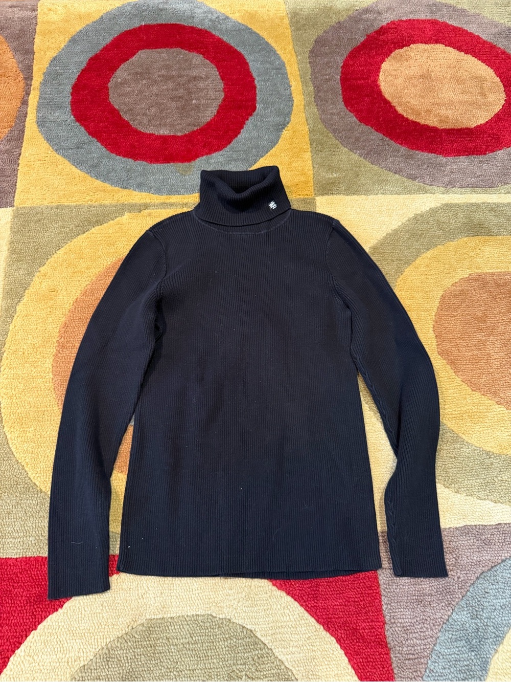 Lauren Ralph Lauren Black Ribbed Turtleneck Sweater Womenโs Large Runs Small